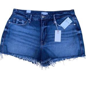 High-Rise Dark Wash Denim Shorts - Women